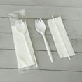 thumbnail image 3 of Boardwalk BWKSCHOOLKITPP 5.31 in. Mediumweight Plastic School Cutlery Napkin/Spork/Straw Kit - White (1000/Carton), 3 of 4