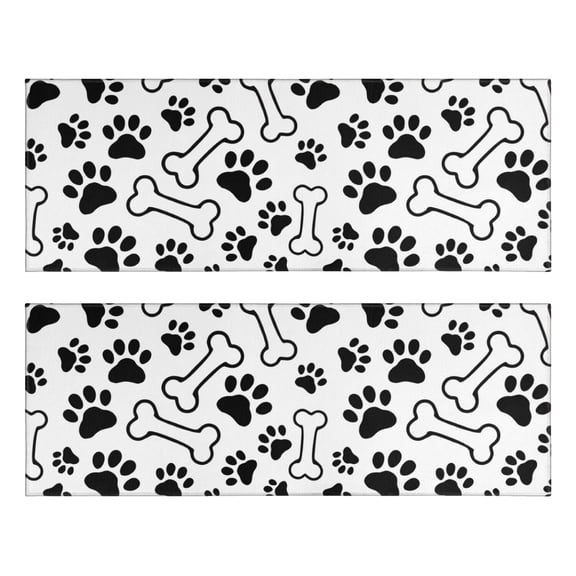 Kitchen Rugs Sets Of 2,Pet Paw Print and Bone Anti Fatigue Kitchen Mat Rugs Non Slip Washable,Decorative Kitchen Floor Mats for Kitchen,Sink,Laundry,17"X47"