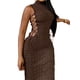 thumbnail image 3 of VISgogo Vestido sin mangas para mujer con cuello alto, correas laterales ajustables sólidas, ropa de verano flaca VISgogo moda, 3 of 9