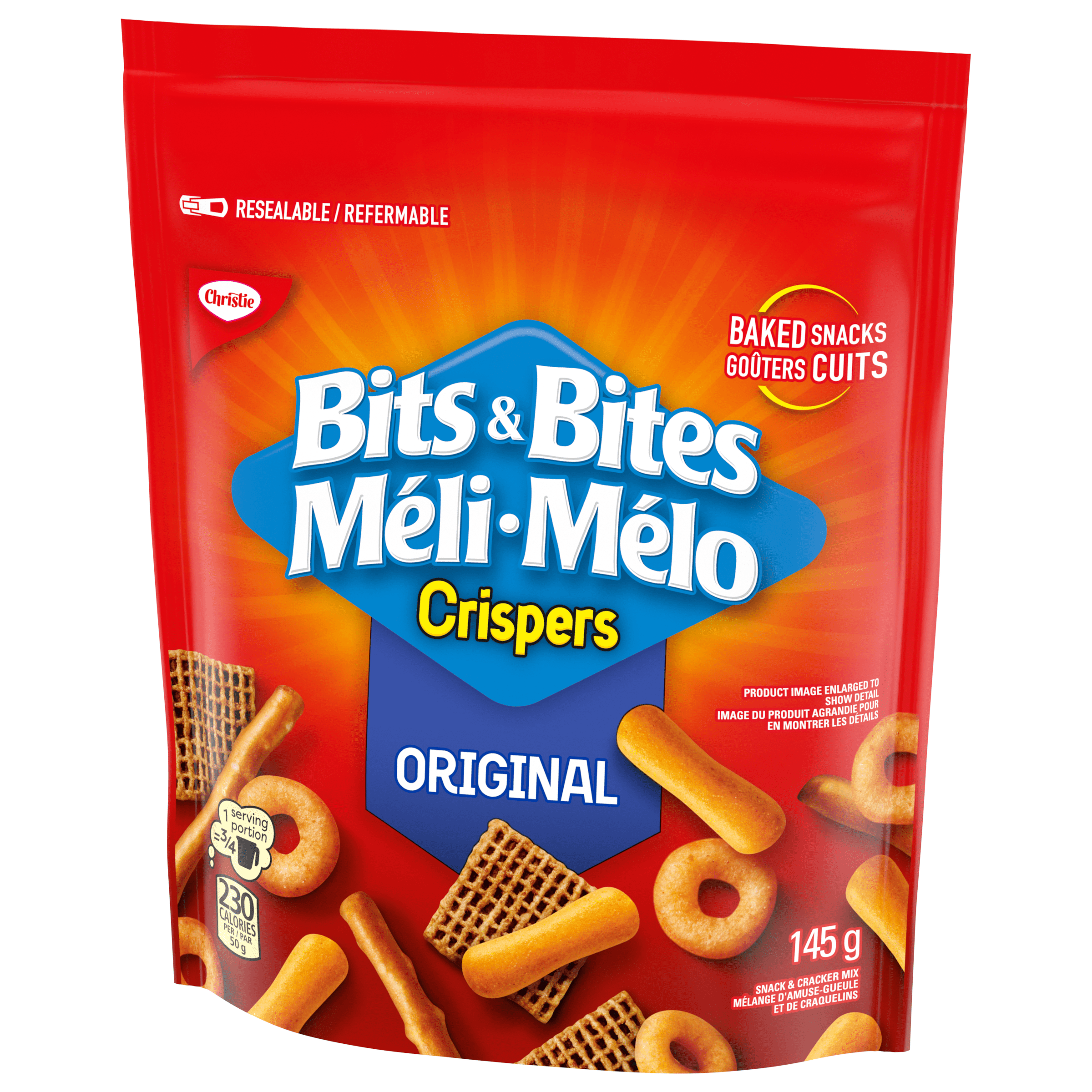 Crispers Bits & Bites Original Flavour Snack and Cracker Mix, 145 g