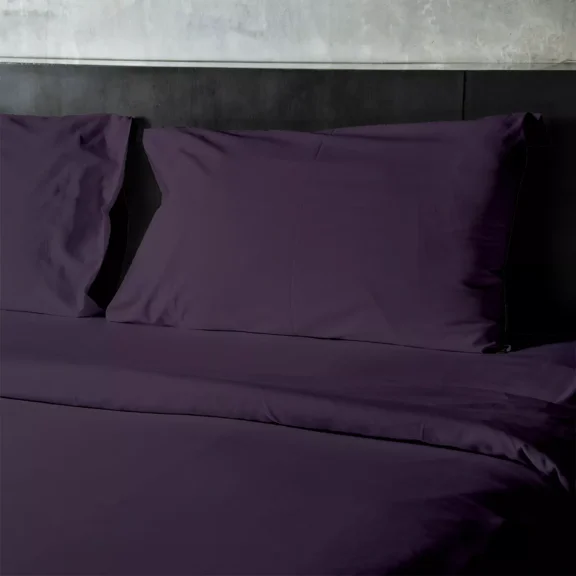 Huba Homes Hotel Luxury Bed Sheets Soft Bamboo Feel 4 Piece Deep Pocket Bed Sheet Set Cool queen eggplant