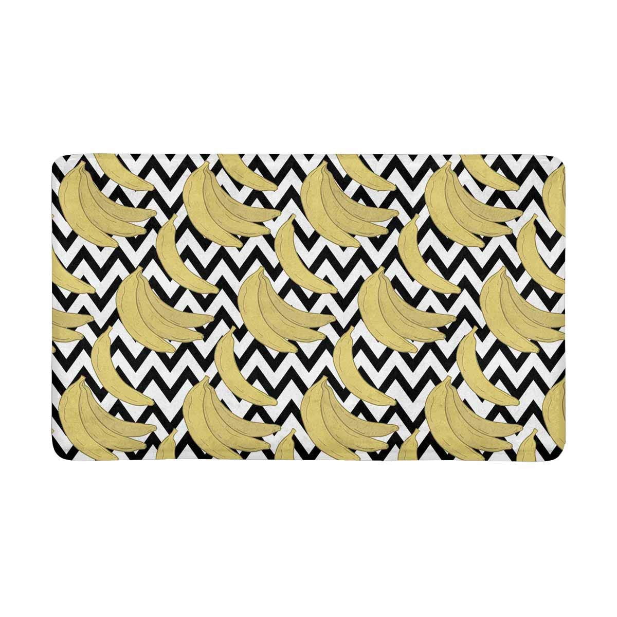 MKHERT Yellow Bananas with Black Chevron Zigzag Doormat Rug Home Decor Floor Mat Bath Mat 30x18