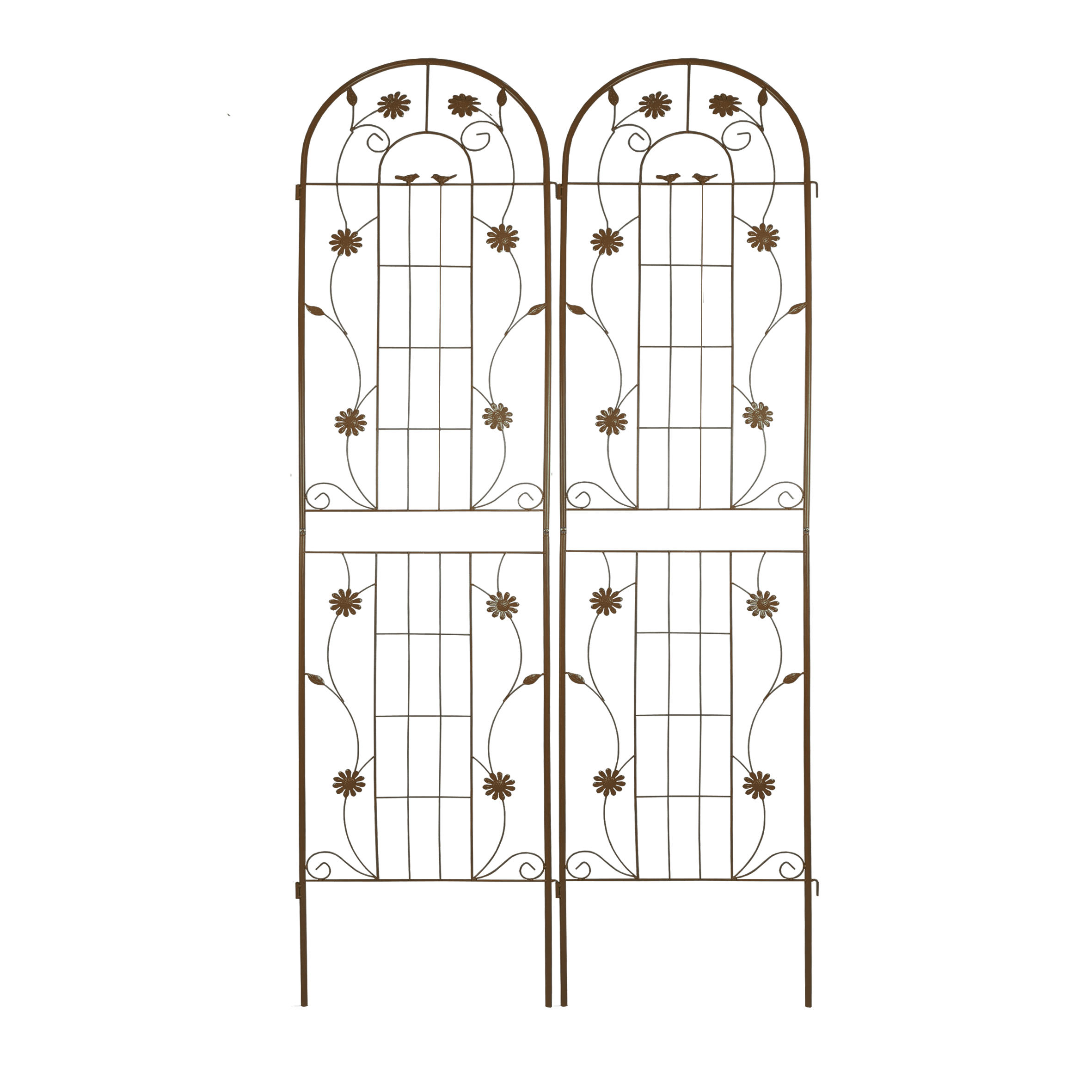 2 Pack Metal Garden Trellis 86.7" x 19.7" Rustproof Trellis for Climbing Plants Outdoor Flower Support Brown
