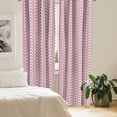 thumbnail image 2 of Ambesonne Floral Curtains, Oriental Flower Drawings Art, Pair of 28"x63", Dark Pink and Off White, 2 of 5
