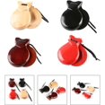 thumbnail image 2 of Wood Spanish Castanets with String 2pcs Traditional Flamenco Dance Hand Clapper Orff Music Instrument for Beginners, 2 of 5