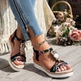 thumbnail image 4 of Owl Platform Dressy Sandals for Women 2025 Boho Rhinestones Open Toe Wedge Mid Heel Dress Sandals, 4 of 8