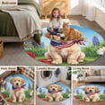 thumbnail image 6 of Independence Day Washable Round Area Rug 3.3 ft, American Flag Cute Golden Retriever Colorful Flowers, Soft Non Slip Rugs Stain Repellent Indoor Felt Carpet for Living Dining Room Bedroom Home Office, 6 of 9