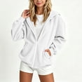 thumbnail image 2 of NAISIBABY Girls' Hooded Zip-Up Hoodie, Solid Thicken Jackets Coat Sweatshirts Fashion Kids Clothes White Size 6, 2 of 8