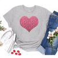 thumbnail image 1 of Femmes Tops Femmes Été Tops 2023 Femmes T-Shirt Scintillant Coeur Graphique Saint-Valentin de Jour à Manches Courtes Tees Tops Gris S, 1 of 4