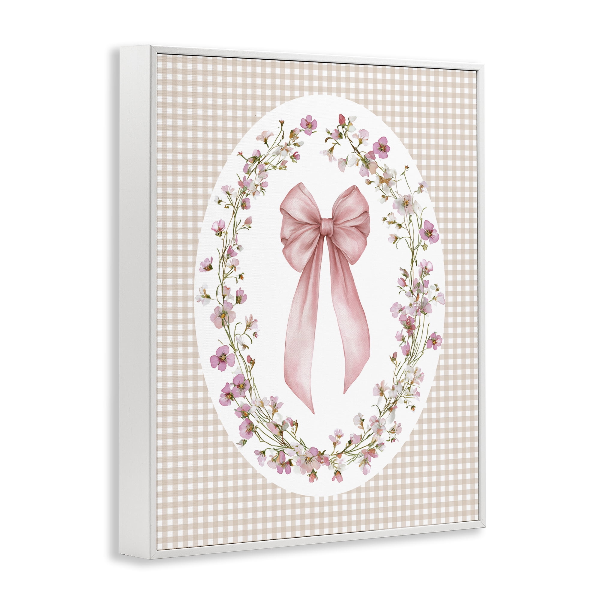Stupell Industries Feminine Gingham Bow White Framed Giclee Art, design by Christine Simpson Art