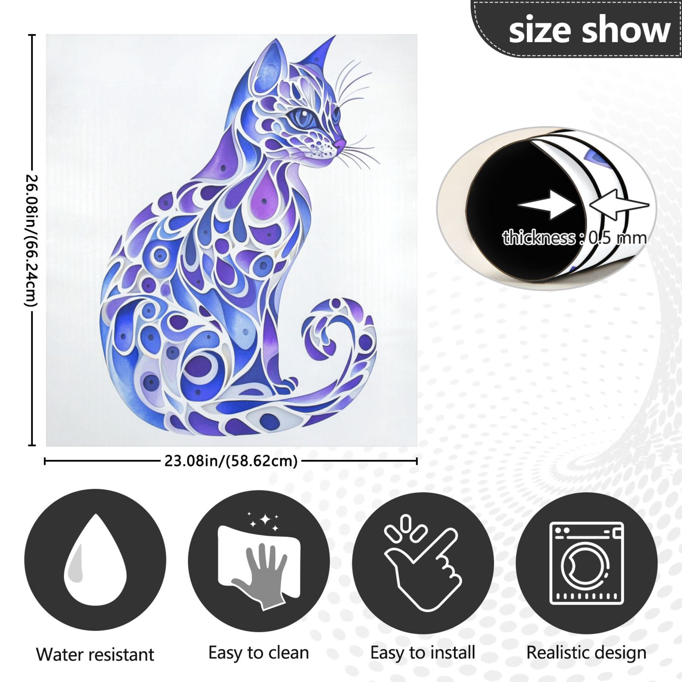 Dishwasher Magnetic Sticker 23x26 Inch Refrigerator Magnetic Sticker Washing Machine Magnetic Sticker Kitchen Panel Magnetic Sticker Home Decor Pretty Blue Cool Cat