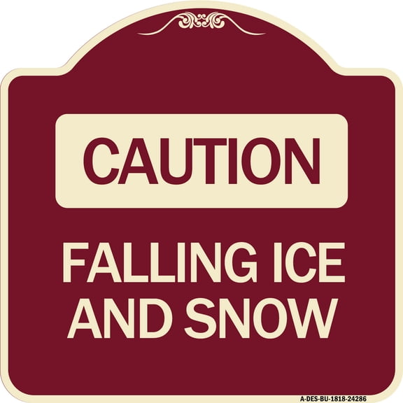SignMission Designer Series Sign - Caution - Falling Ice and Snow | Burgundy 18" X 18" Heavy-Gauge Aluminum Architectural Sign | Protect Your Business & Municipality | Made in the USA