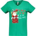 thumbnail image 3 of Inktastic Santa Claus is on His Way Christmas Women's V-Neck T-Shirt, 3 of 5