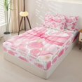 thumbnail image 2 of Manfei Pink Rose Floral Bow Zipper Full Size Comforter Sets with Fitted Sheet and 2 Pillowcases For Girl,Watercolor Bloom Flowers Zipper Bedding Set,Pink Reversible,4 Pieces, 2 of 7