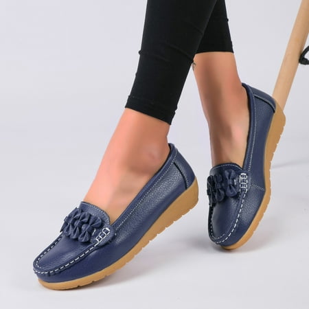 Women Shoes On Women Comfort Walking Flat Loafers Casual Shoes Driving Loafers Walking Shoes For Women Dark Blue 9