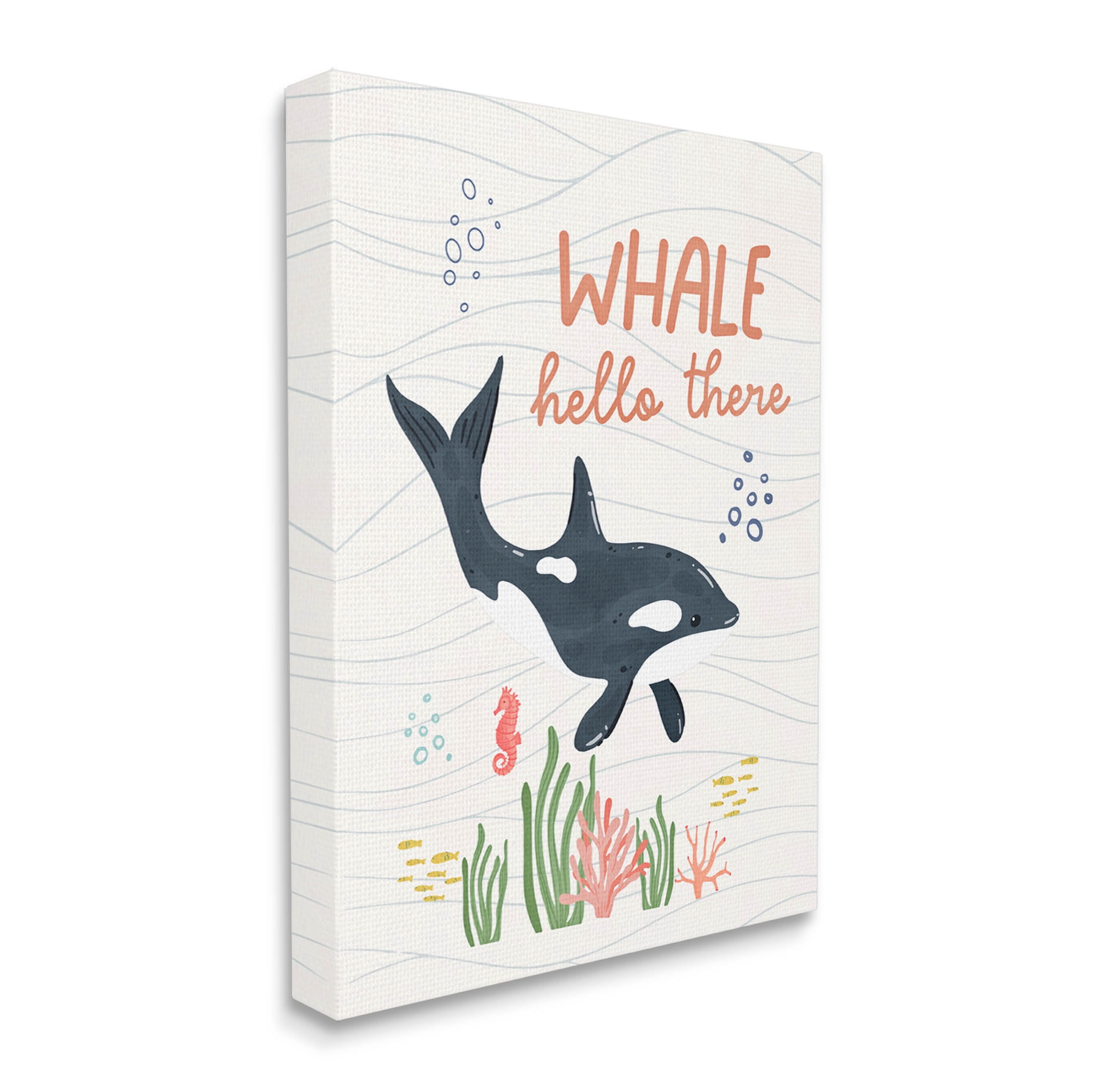 Stupell Industries Whale Hello There Orca Graphic Art Gallery Wrapped Canvas Print Wall Art, Design by Nina Blue