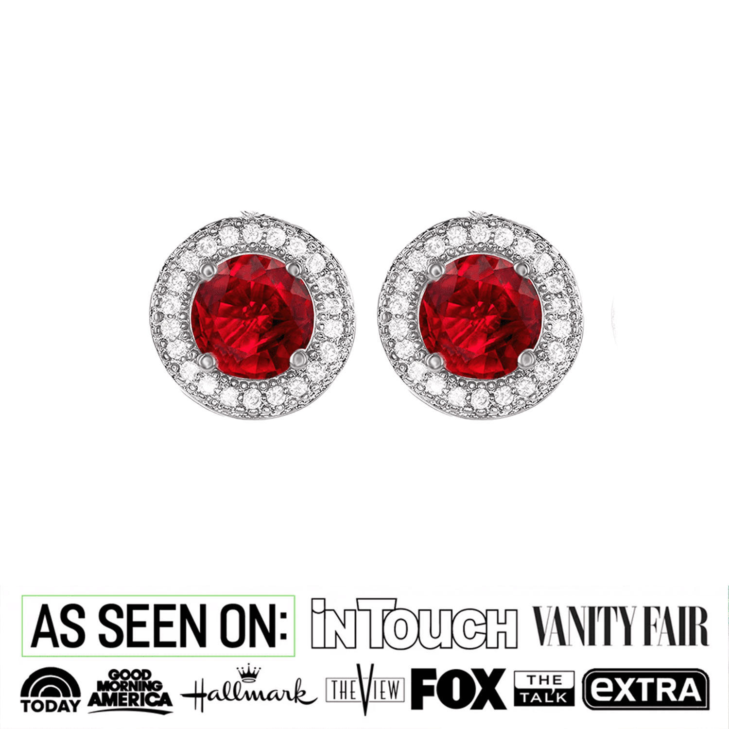 Cate & Chloe Gwendolyn 18k White Gold Plated Stud Earrings with Ruby Simulated Diamond Crystals for Women
