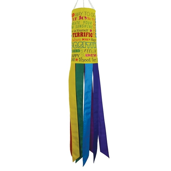In the Breeze 5138 — Good Vibes Only 40-Inch Windsock - Outdoor Colorful Hanging Decoration