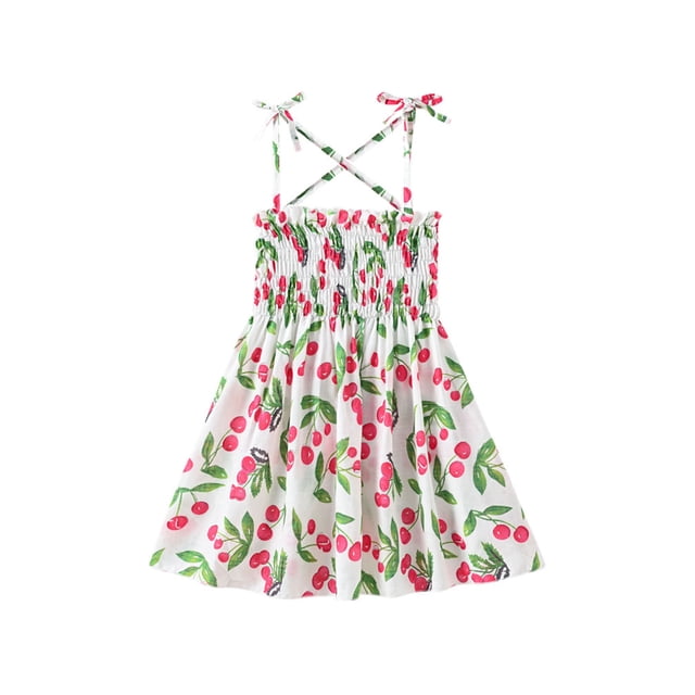 EYIIYE Bambin Fille Floral Casual Robes Bretelles Sans Manches Robe de Soleil