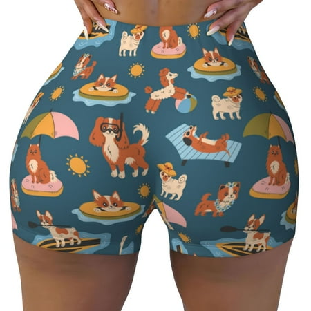 Workout Shorts Women  Beach Dog Biker Shorts for Women Running Gym Spandex Shorts Tummy Control