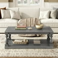 thumbnail image 6 of Tcbosik Rustic Coffee Table, 2 Tier Rectangle Cocktail Tea Table with Storage Shelf, 45.2" Center Table for Living Room, Gray, 6 of 9