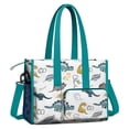 thumbnail image 2 of Teacher Tote Bag,Colorful Dinosaurs Eggs Leaves Pattern Teacher Utility Tote Bag,Large Work Tote Bags for Women with Multiple Pockets,Top Zipper Closure,13.8x10.6x6.7 Inch, 2 of 5