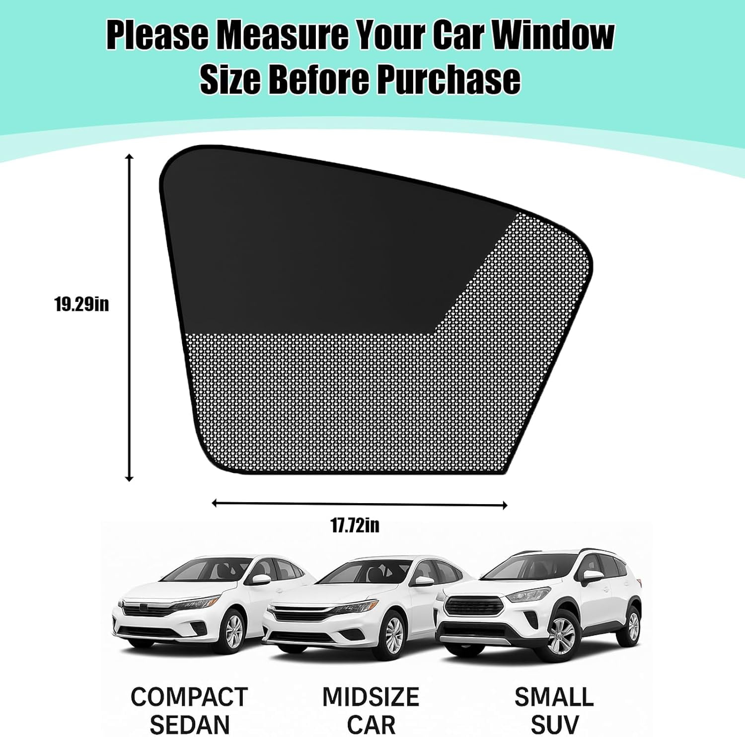 Car Window Covers, Magnetic Car Front Side Window Shade, 2 Pack Front Seat Side Window Covers with Half Shade, Front Window Covers for Driver, Double Layer Mesh Sun Block UV Protection Covers