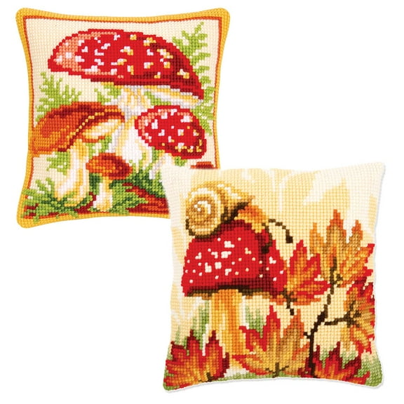 Vervaco® Mushroom Pillow Covers Set of 2 Needlepoint Kit