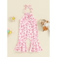 thumbnail image 4 of Bagilaanoe Toddler Baby Girl Summer Jumpsuit Sleeveless Print Romper Overalls 6M 12M 18M 24M 3T 4T Kids Long Flared Pants Summer Clothes, 4 of 7