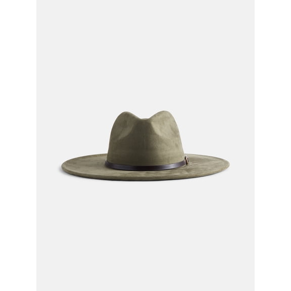 Scenario Women's Faux Suede Fedora with Mix Media Band, Olive