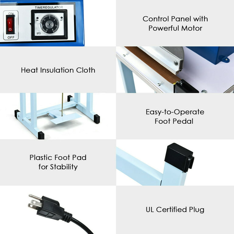 Gymax 12 Foot Pedal Impulse Sealer Heat Seal Plastic Bag Sealing Machine w/ Cutter