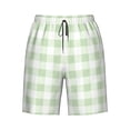 thumbnail image 6 of KLL Green Checkboard Men's Casual Summer Beach Shorts Hawaiian Shorts with Pockets-X-Large, 6 of 6