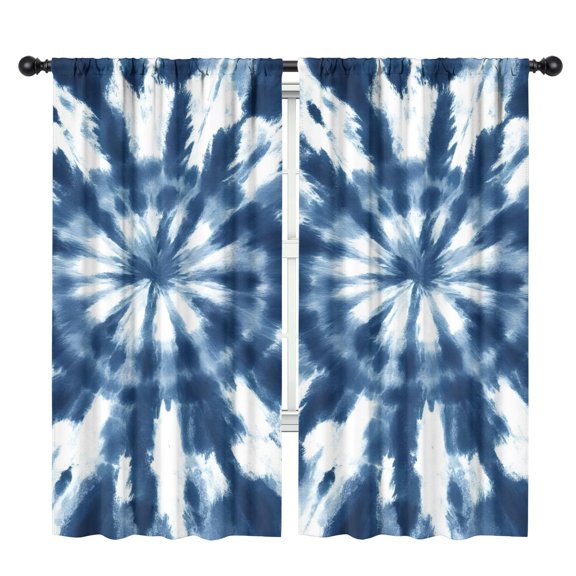 Blackout Kids Curtains,Blue White Tie Dye Mandala Pattern Childrens Insulated Curtains Set Of 2,Bedroom Essentials,Toddler Room Decor 42"x84"