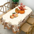 thumbnail image 4 of Fall Thanksgiving Double Border Decoration Tablecloth, Turkey & Pumpkin Harvest Tablecloths, Waterproof Table Cover for Dinner Kitchen Party Holiday Decorations Oval 60x84 Inch, 4 of 6