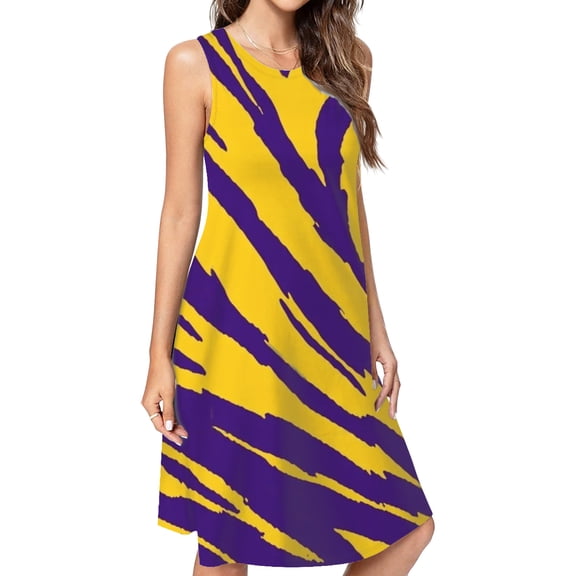 Purple And Gold Tailgate Swag - Claw Marks Casual Sleeveless Loose Sundress Dress For Women Summer Dress Daily Woman