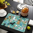 thumbnail image 3 of Dog Pattern with Pioneer Flower Background Summer Placemats Table Placemats Set Of 6-Linen Kitchen Washable Placemats Table Mats 11.8"x17.7"Non-Slip Heat Resistant, 3 of 5