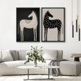 thumbnail image 3 of IDEA4WALL 2pcs Framed Canvas Art Wall Decor Polka Dot Horse Black and White Modern Art Abstract Animal Illustrations Decorative Bohemian Prints for Dorm Home Office - 24"x36" Black, 3 of 5