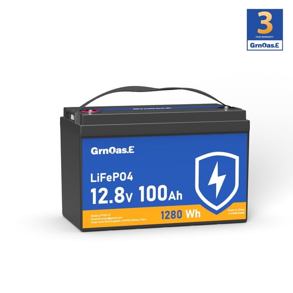 GrnOas.E 12V 100Ah LiFePO4 Lithium Battery Group 31 with Low-Temp Cut Off, 100A BMS, 15000  Cycles for Solar, RV, Marine