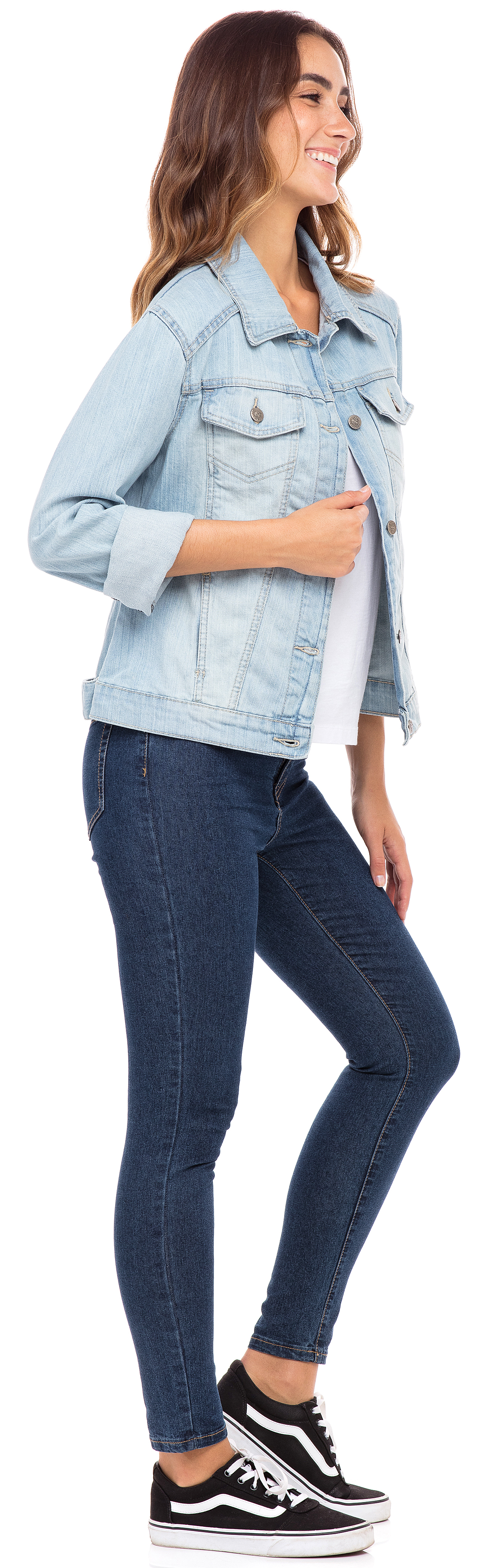 SKYLINEWEARS Women Denim Jacket Button UP Long Sleeve Ladies Stretch Trucker Jean Jackets - image 5 of 5