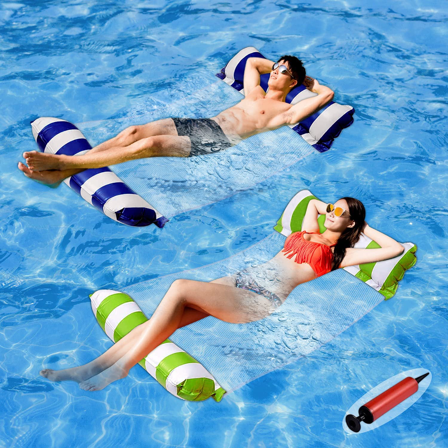 Heavy Duty Water Lake Floats No Pump Required Pool Rafts Lounger Chair for Men Pool Float Hammock for Lack Pool Floats Adult Inflatable Swimming Pool Floats for Large People 