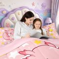 thumbnail image 5 of Manfei Pink Axolotl 7-Piece King Bedding,Aquatic Amphibian Print King Bed in a Bag,Pink Reversible, 5 of 7