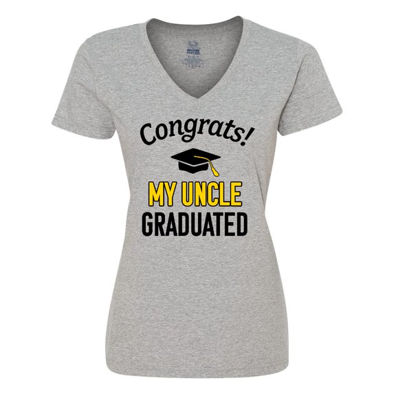 Inktastic Congrats My Uncle Graduated with cap Women's V-Neck T-Shirt