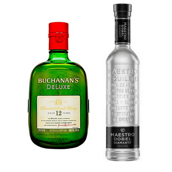 PAQUETE DE WHISKY BUCHANANS 12 750ML / TEQUILA MAESTRO DOBEL DIAMANTE 700ML BUCHANANS Whisky 12 años