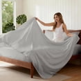 thumbnail image 6 of EMONIA Queen Bed Sheet Set 4-Piece with 14" Deep Pocket, Hotel Luxury Super Soft & Breathable Polyester Washed Cotton Fabric (Light Gray), 6 of 12
