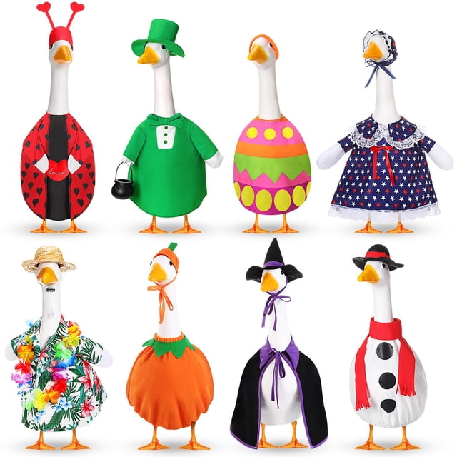 Goose Outfits Set Silicherry Seasonal Holiday Estatua de 23 pulgadas
