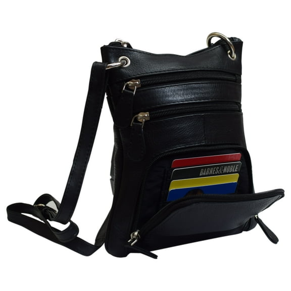 Genuine Leather Multi-Pocket Crossbody Purse Handbag Black Brown