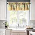 thumbnail image 4 of Blue Yellow Floral Valance Curtain Boho Dahlia Chrisanthemum Flowers Pattern Rod Pocket Valance Window Treatments Short Curtains for Kitchen Bathroom Farmhouse 54x18inch, 4 of 6