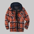 thumbnail image 2 of lcziwo Todays Daily Deals Mens Flannel Hoodie Plaid Jacket Fleece Sherpa Lined Full Zip Up Sweatshirt Winter Hooded Shirts Coat with Pockets,Orange,M, 2 of 7