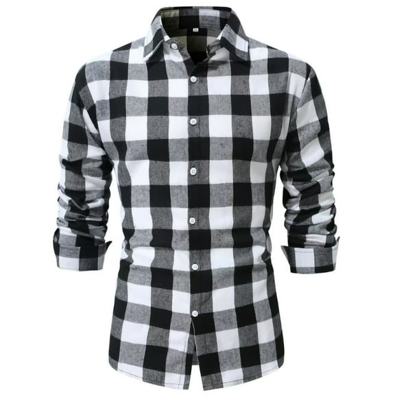 CYiJun Flannel Shirt for Men Button Down Regular Fit Mens Flannel Shirt Long Sleeve Casual Plaid Flannel Shirt,Black S
