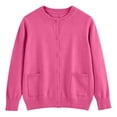 thumbnail image 6 of Puntoco Girls Preppy Knit Cardigan Button-Up Sweater Coat with Pockets Hot Pink 170(14-15 Years), 6 of 9